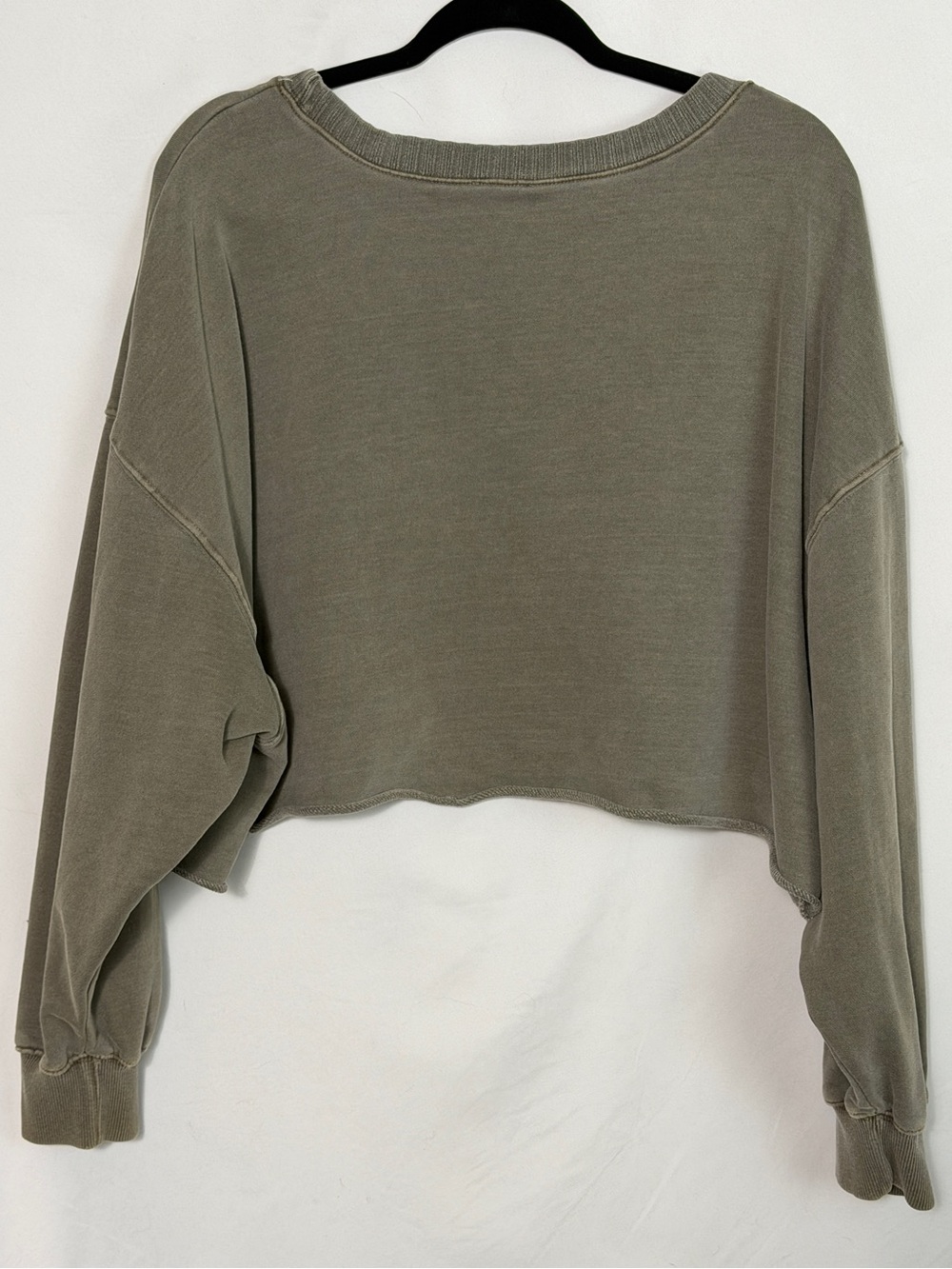 Peach Love California Washed Olive Cropped Sweatshirt - Picture 7 of 8